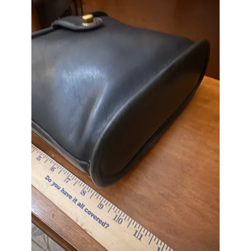 Vintage Coach Binocular Bag Black Leather USA Made 013-3825‎